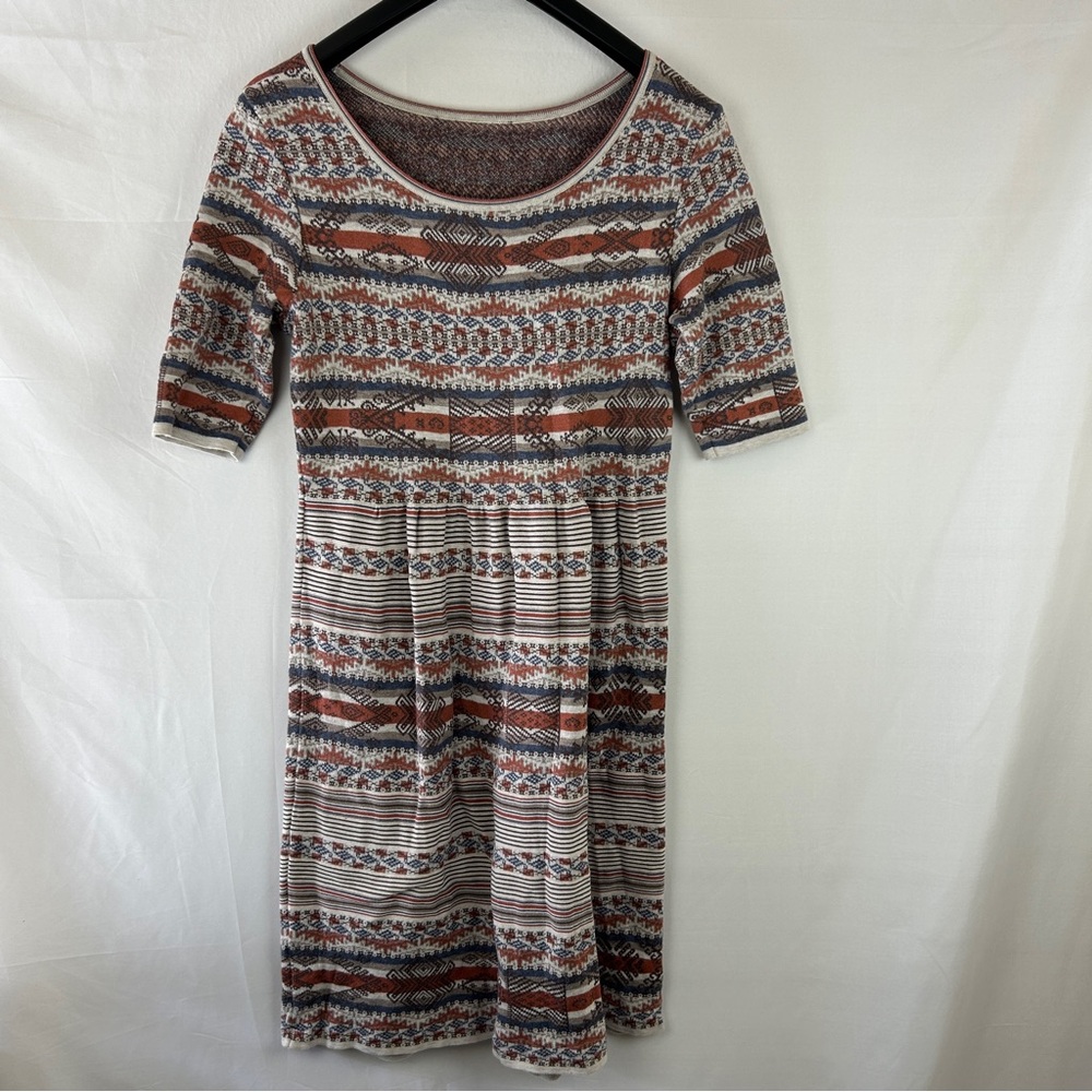 Peruvian Connection geometric jacquard stripe pima sweater dress size S/M READ - Picture 4 of 8